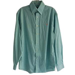 Southern Marsh Mens Long Sleeve Green/ White Gingham Button Down medium
